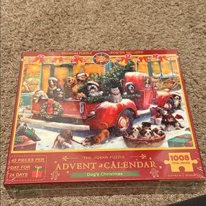 Dog's Christmas Advent Calendar Puzzle - Red Festive Design